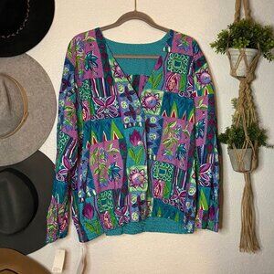 NEW Deadstock Reversible Colorful Ecclectic Patchwork Jacket Women's Large